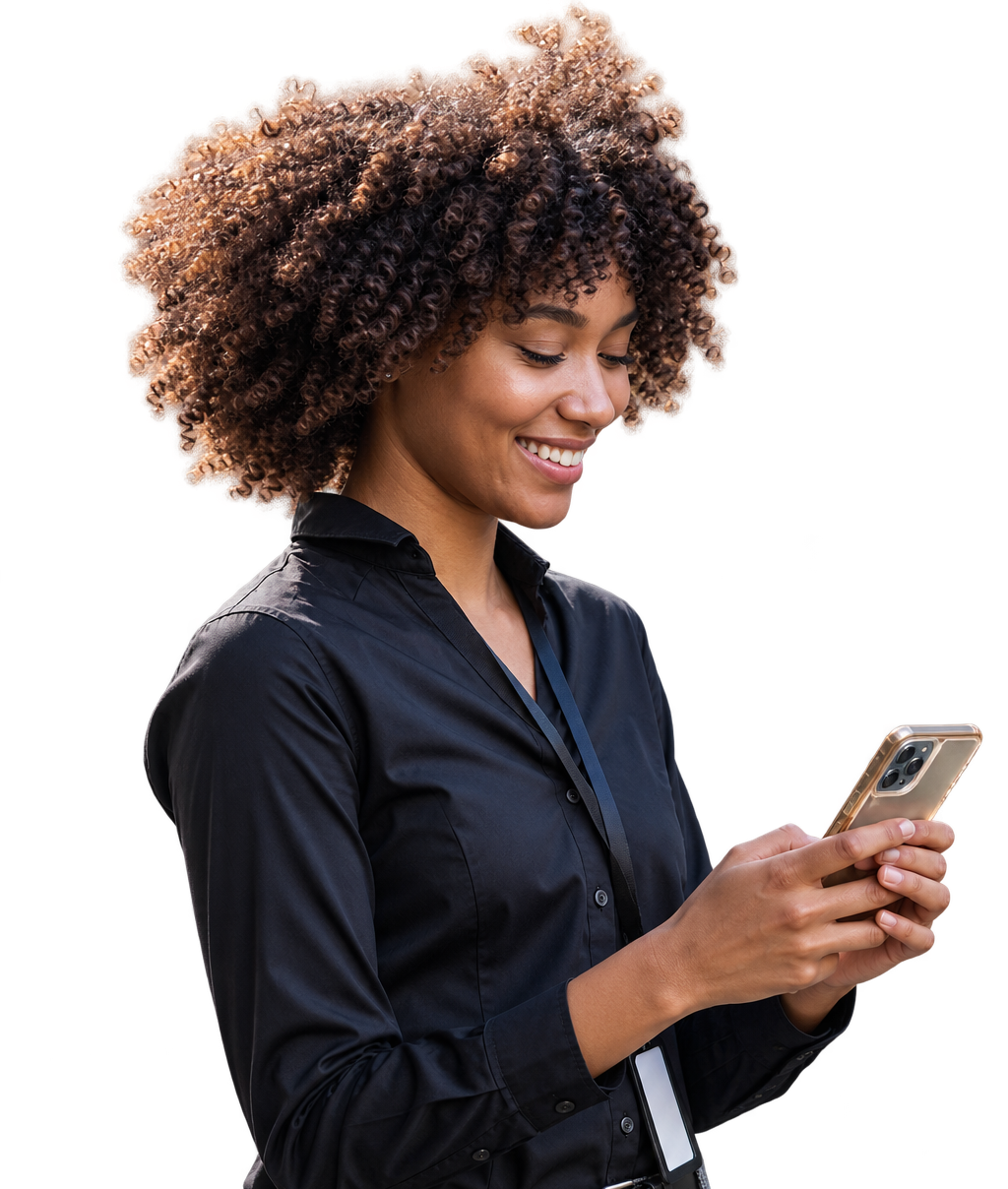 Woman using Pages Reading App